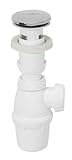 bonde para lavabo con desagüe integrado, válvula quick-clac en acero inoxidable, sifón ajustable en altura, entrada 1 "1/4, salida Ø32 mm de rosca