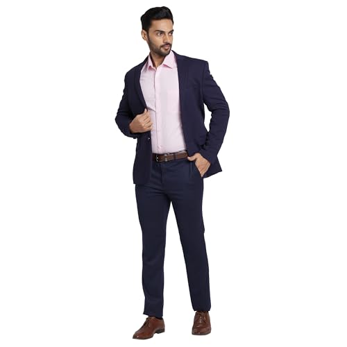 Image of Park Avenue Men's Super Slim Fit Pure Terylene Structure Pattern Notch Lapel Full Sleeve Formal Jacket