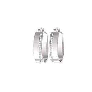 Diamondere Natural and Certified Diamond Huggies Earrings in 925 Sterling Silver | 0.48 Carat Earrings for Women