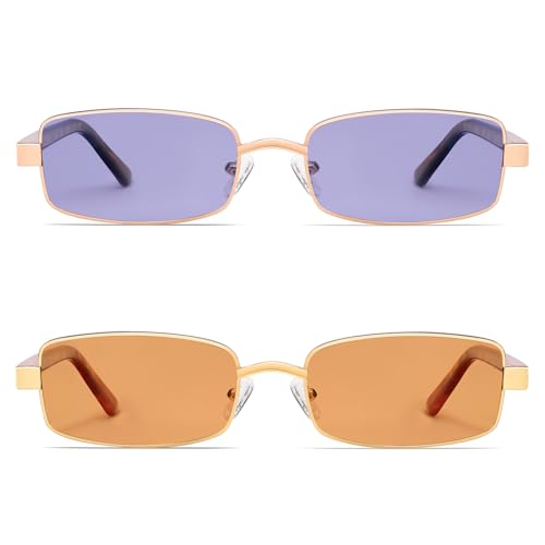 Image of VANLINKER Retro Rectangle Polarized Sunglasses for Women Men Small 90s Vintage Trendy Slim Narrow Rectangular Frame VL9684
