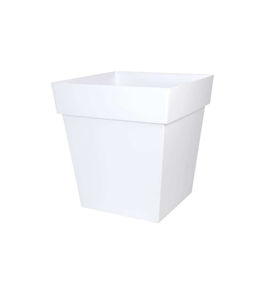 EDA - Maceta Cuadrada Toscana 50 cm - Volumen 87 L - 49,5 x 49,5 x 52,5 cm - Blanco