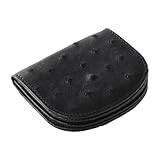 [三京商会] オーストリッチ 小銭入れ メンズ レディース コインケース コンパクト ミニ 小さい 本革 (ブラック)