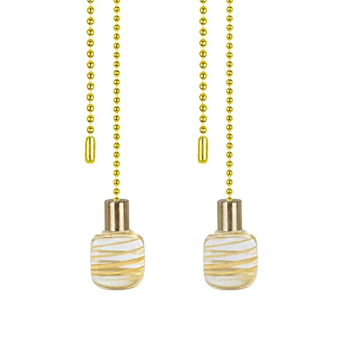 Image of Aspen Creative 20507-22, 12 inch Clear with Yellow Line Glass Knob with Pull Chain in Copper (2 Pack)