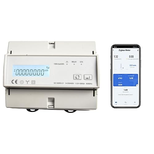 Smart WiFi Stromzähler 3 Phasen, 0,25A-80A Drehstromzähler, Solar PV Bi Richtung Zwei-Wege-Tuya Intelligente Energiezähler Stromverbrauch Monitor, DIN-Hutschiene - Strommessgerät mit LCD-Bildschirm