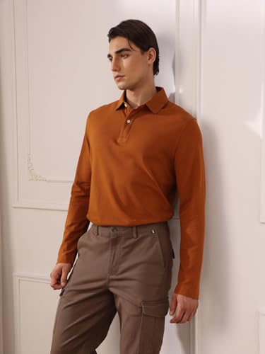 Cotton Pique Polo Shirts for Men Long Sleeve Casual Comfort Moisture Wicking Regular Fit3