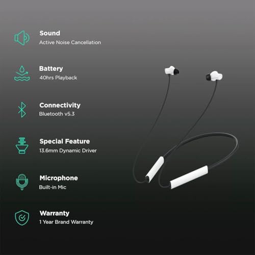 Image of Audio Neckband Compatible with Realme Buds Wireless 3 - Fast Connect, Punchy Bass & Tangle-Free Use