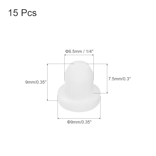 Image of MECCANIXITY 15pcs T-Shaped Silicone Plugs 6.5mm 1 /4 Inch Dia Snap in Plug Hole Seal Cover Round Rubber Stopper for Kitchen Rubber Bulkheads Waterproof Sealing Plugs White