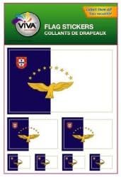 Azores Acores Country Flag Set of 7 Different Size Decal Stickers New in Package