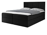 Boxspringbett Rebos, Doppelbett mit 2 Bettkästen, Lattenrost und Matratze, Amerikanisches Continentalbett, Polsterbett, Bett mit Kopfteil, Bettgestell (Manila 18, 140 x 200 cm)