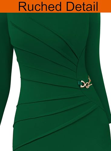 Image of VFSHOW Womens Elegant Ruched Slim Work Office Business Casual Bodycon Dress