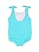 RuffleButts Girls UPF50+ Sun Protection Tie Shoulder/Cross Back One Piece Swimsuit - Bright Aqua Heart Polka, 5