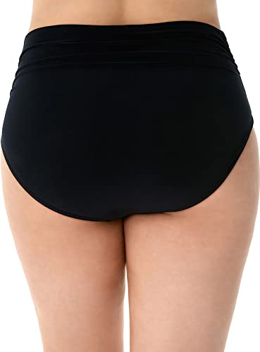 MagicSuit Plus Size Women's Swimwear Solid Jersey Shirred Tummy Control Brief Swim Bottom2