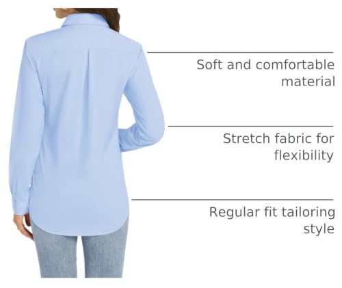 Image of J.VER Button Down Shirts for Women Stretch Collared Long Sleeve Dress Shirt | Business Casual, for Work Office, Meetings, Dinner, Dates, Travel, Leisure, Elegant, Workout, Social Gathering, Commute
