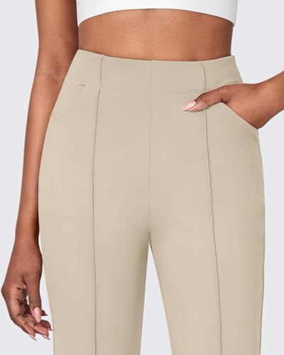 Image of G4Free Flare Yoga Pants Women Ankle Casual Pants with Pockets Strechy Bootcut Wide Leg Dress Pants Petite /Regualr /Tall