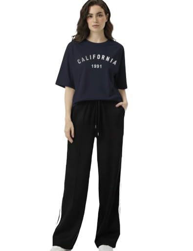 Image of EHA Women Co-ord Set for Girls | Stylish Two Piece Dress with Oversize Tshirt & High Waist Jogger|Trendy Cotton Blend Track Suit Set for Women | Casual /Travel & Lounge Wear Outfits