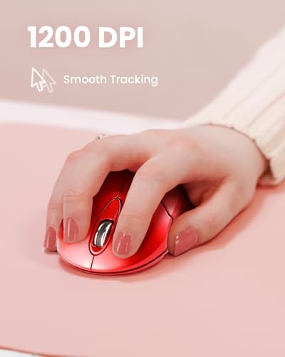 Image of Perixx PERIMICE-802R Bluetooth Wireless Mouse - Compact Portable Design for Windows, macOS, iOS, and Android - 1200 DPI Optical Sensor - Red