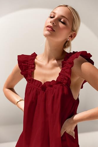 Image of KFUBUO Womens Pajamas Set 2 Piece Ruffle Pj Soft Tank Top and Shorts Sleepwear Set Bridal Pajama for Women Set