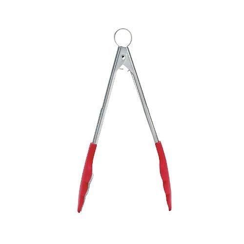 Browne & Co Cuisipro 12-Inch Silicone Tongs with Teeth, Red