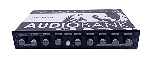 AUDIOBANK AB-EQ5 Five Bank Indash Graphic Equalizer 1/2 din RCA Outputs / Gold Plated Connectors and Separate Controls for Master System
