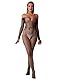 Bommi Fairy Damen Sexy Fischnetz Mesh Bodystockings Ein Stück Bodysuit Teddy Dessous Schulterfrei Outfit Jumpsuit Unterwäsche (Schwarz)