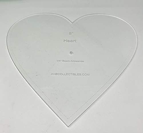 Choice of Size Acrylic Heart Quilt Template (9