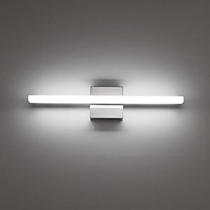 Combuh Modern Bathroom Light Fixtures Over Mirror 16 Inch IP44 9W Chrome Bathroom Vanity Light Bar for Bathroom Wall Sconce CoolWhite 6000K