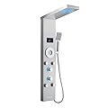TSIBOMU LED Shower Panel Tower System, Stainless Steel Rainfall & Mist Shower Tower, 5 Body Jets, Handheld Shower, Tub Spout and Hydroelectricity Temperature Display, Brushed Nickel