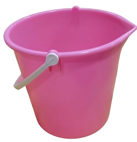 2 Gallon (10L) Colour-Coded Builders Bucket with Pourer – Durable Plastic General Purpose Bucket with Calibrated Scale & Gripper Handle – Easy to Clean Pink