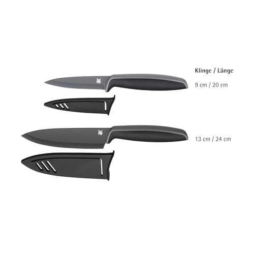 Foto von WMF Touch Messerset 2-teilig, Küchenmesser mit Schutzhülle, Messer Set Spezialklingenstahl antihaftbeschichtet, scharf, Kochmesser, Gemüsemesser, schwarz
