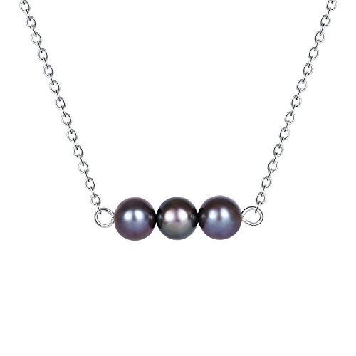 Three Black Pearl Necklace Jewelry - Genuine Black Bridal Irregular Pearl Beads Collar Necklace Jewelry DIY Silver Filled Simple Fashion Water Gray Precious Triple Pearl Choker Necklace for Party