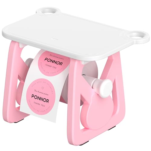 PONNOR Label Holder for Rolls and Fanfold Labels, Thermal Sticker Holder for Desktop Printer, Fragile Stickers for Shipping, Label Stand Accessory Supplies for Home, DIY, Office, Small Business(Pink)