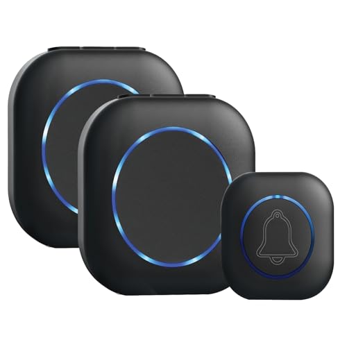 Image of Wireless Door Bell for Home and Office, Small Calling Bell for Office, Upto 1000 Feet Range with 36 Melodies Chimes, LED Flash, 3 Level Volume Doorbell Alarm (Transmitter & 2 Receiver)