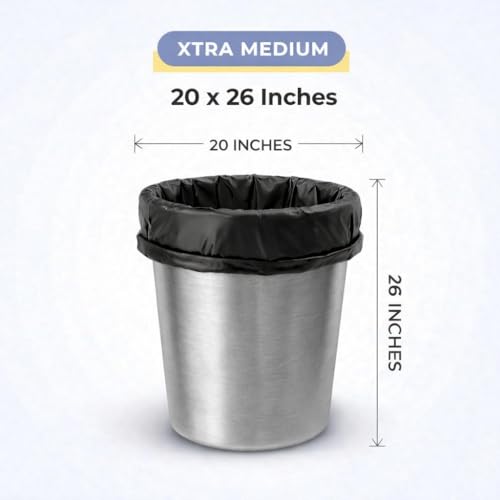 Image of Garbage Bags /Dustbin Bags - 120 Micron Heavy - Duty Trash Bags (20 x 26 Inches) - Extra-Medium Leak -Proof Bin Liners for Kitchen, Office - 500g Pack (Black, Pack of 6) - 60 Bags