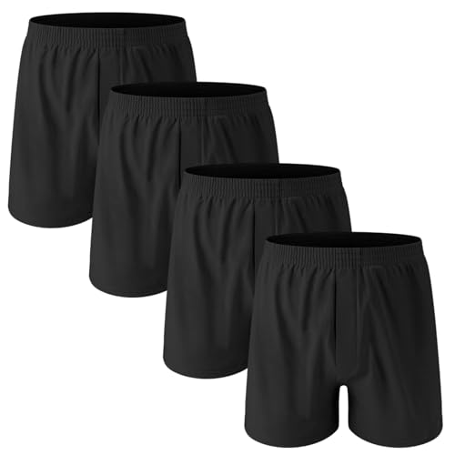 Nuofengkudu Boxershorts Herren Weit Baumwolle Locker Ohne Eingriff Gummibund Boxer Shorts Männer Unterhosen Unisex Elastan Schlafshorts Atmungsaktive Underwear Men 4er Pack Schwarz M Nuofengkudu Boxershorts Herren Weit Baumwolle Locker Ohne Eingriff Gummibund Boxer Shorts Männer Unterhosen Unisex Elastan Schlafshorts Atmungsaktive Underwear Men 4er Pack Schwarz M