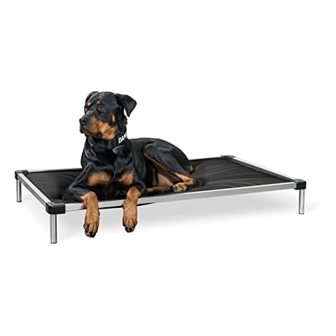 K9 Ballistics Chew Proof Armored Elevated Padded Dog Crate Bed Dog Bed, Chew Resistant Indestructible Dog Cot, Large, Medium, Small Sizes for Dogs Who Chew Their Beds Obsidian Black Cover