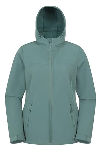 Mountain Warehouse Exodus Womens Softshell Jacket - Breathable, Adjustable, Water & Wind Resistant Ladies Coat - For Spring, Summer, Walking, Everyday wear Teal Women's Size 12