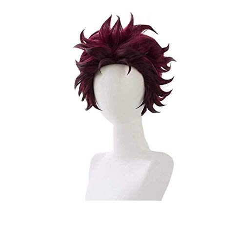 AICWDIVA Anime Cosplay Wigs Short Layered Brown Wigs Synthetic Christmas Halloween Hair for Anime-Fans (Kamado Tanjirou)