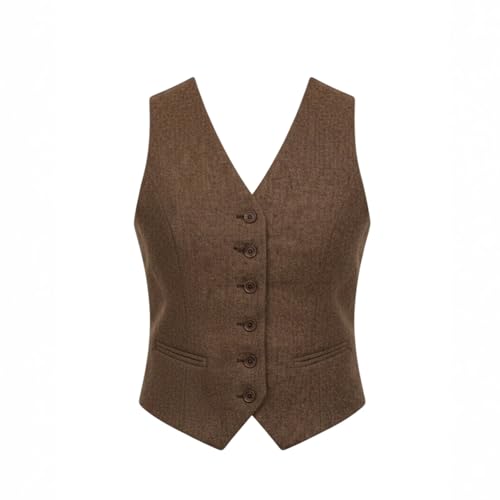 Gilet vintage en tweed pour femme avec coupe cintrée et boutons élégants
