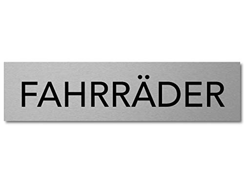 Interluxe Türschild Fahrräder 200x50mm stabiles Aluminiumschild, selbstklebend für Fahrradkeller, Abstellplatz in der Firma, Schule, Uni oder Hausflur