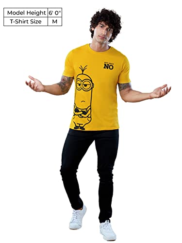 Image of The Souled Store|Men & Boys Official Round Neck Minions How About No Graphic Printed|Half Sleeve 100% Cotton|Yellow Color T-Shirts