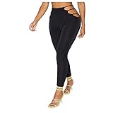 Material: Poliéster Monedero Mujer Pequeño Jeans Color Yoga Pantalones sólidos Hollow Dance Casual Mujer Sexy Pantalones recortados Pantalones Peto Mujer Corto
