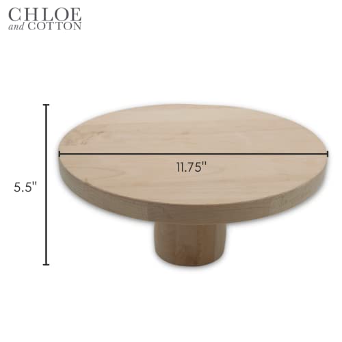 11" Beech Wood Cake Stand | Footed Cake Plate For Birthday Parties, Weddings, Graduations, & All Celebrations | Designed By Chloe & Cotton #TOP1
