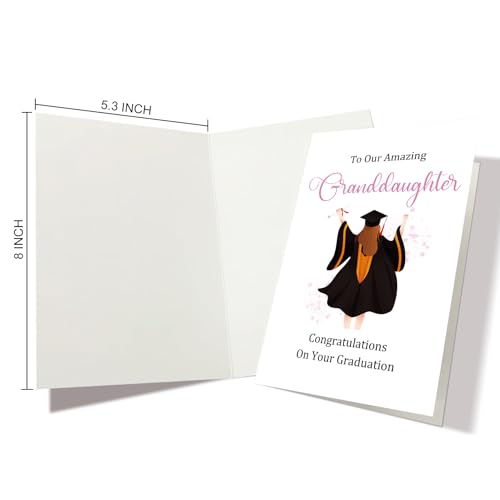 Nchigedy Graduation Card for Granddaughter, Granddaughter Grad Card from Grandpa Grandma, To My Amazing Granddaughter Congratulations on Your Graduation Card