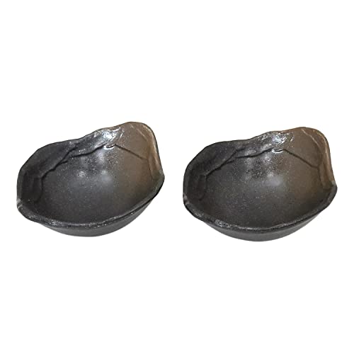 美濃焼 和風カフェシリーズ 舟形 【小鉢】 黒 2個組(サイズ:H5.5×W13.8×D11.8cm)