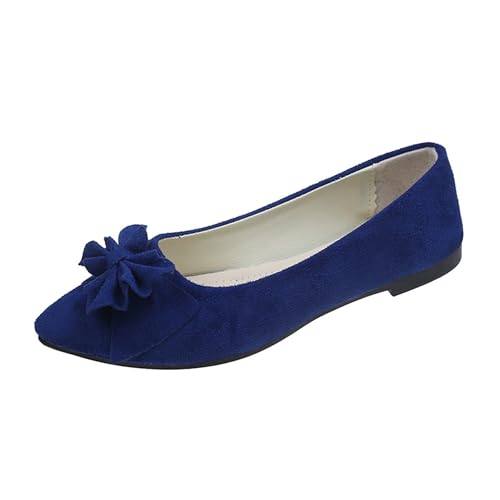 Girls School Pointed Toe Flats Slip On Comfortable Walking Bow Dolly Shoes