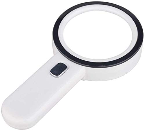 Screen Magnifier 30 Times The Lighted Magnifier, Hand-held Magnifying Glass, with The White LED lamp 12, for Reading Antiques, 105 mm Magnifier with LED Light