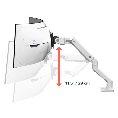 Image of Ergotron - HX VHD Premium Heavy Duty Gaming Monitor Arm, Single Monitor Desk Mount - for 1000R Curved Ultrawide Monitors Up to 57 Inches, 9-14 Inches Depth, VESA 75x75mm or 100x100mm - White