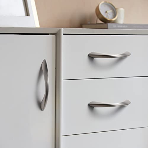 Image of 5 Pack Brushed Nickel Cabinet Pulls 3 Inch Arch Twisted Silver Handles Drawer Kitchen Cupboard Bathroom Dresser Cabinet Hardware Zinc Alloy