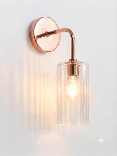 Image of Antique Single Rose Gold Wall Light with Crystal Acrylic Shade Hanging Modern Sconce Lamps for Bedroom Living Room Bathroom Bedside Vanity Office Home Hotel Cafe (Bulb NOT Include)