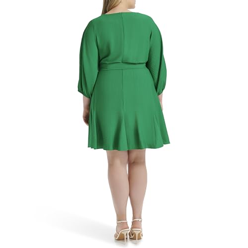 Robe mini col surplis DKNY chic avec manches longues ballons
